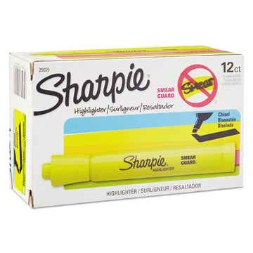 Sharpie® Tank Style Highlighters, Fluorescent Yellow Ink, Chisel Tip, Yellow Barrel, Dozen freeshipping - TVN Wholesale